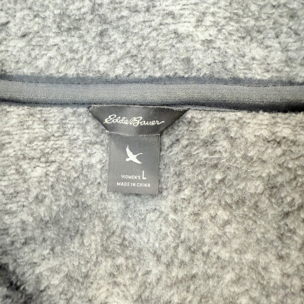 Eddie Bauer‎ Women's V Neck Gray Speckled Fleece Pullover Sweatshirt Size L - Picture 9 of 12